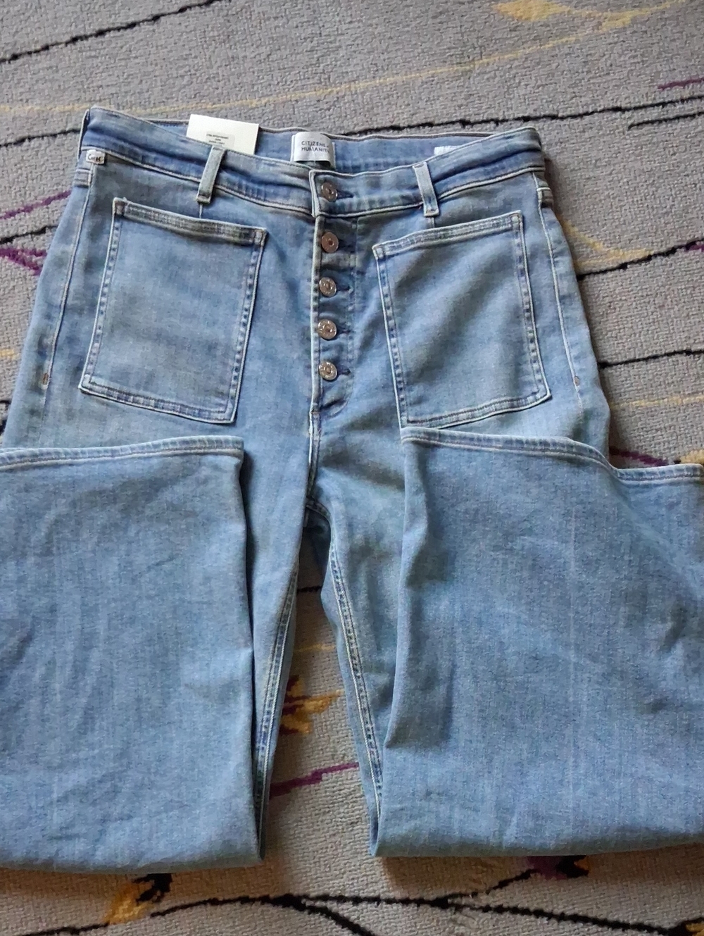 Citizens Of Humanity Lyra Light Blue High-Rise Button-Fly Jeans
